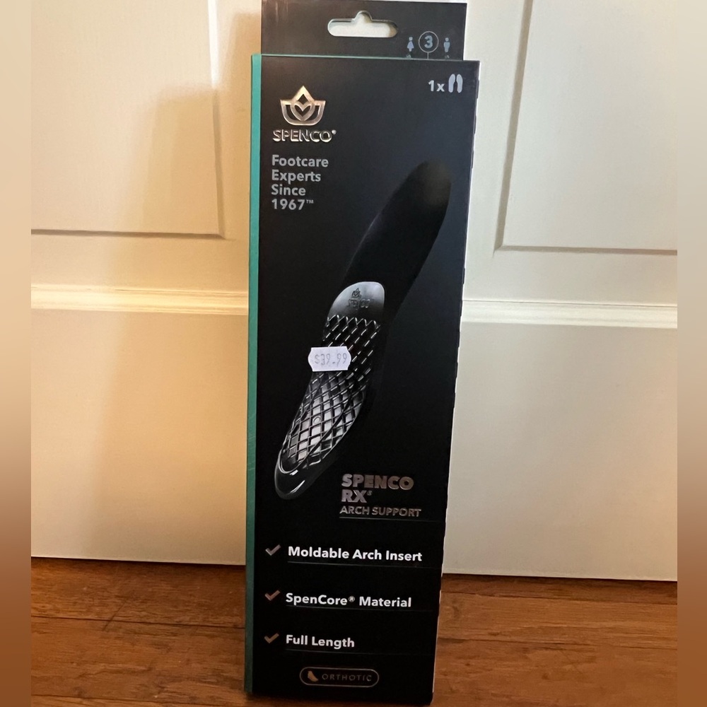 NIB SPENCO RX Arch Support Insert Size 3 (Wm 9-10.5; Men 8-9.5)